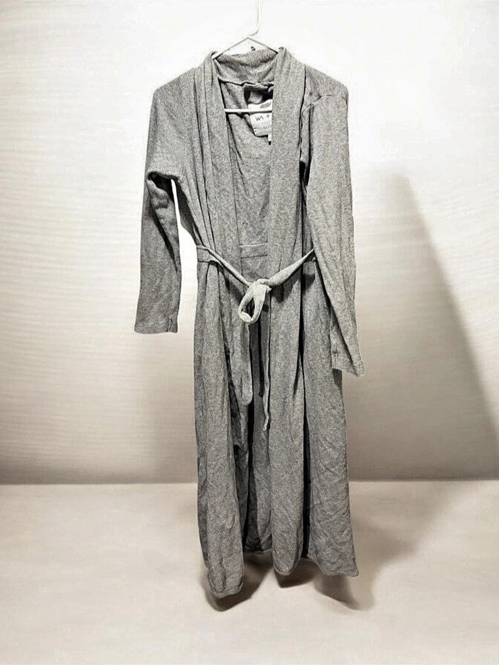 Max & Mia Lounge Womens Gray Waffle Knit Long Robe Open Duster Size M/L Flaw